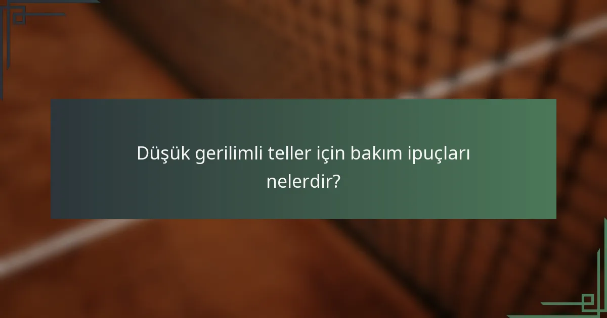 Düşük gerilimli teller için bakım ipuçları nelerdir?