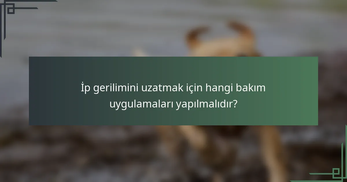 İp gerilimini uzatmak için hangi bakım uygulamaları yapılmalıdır?