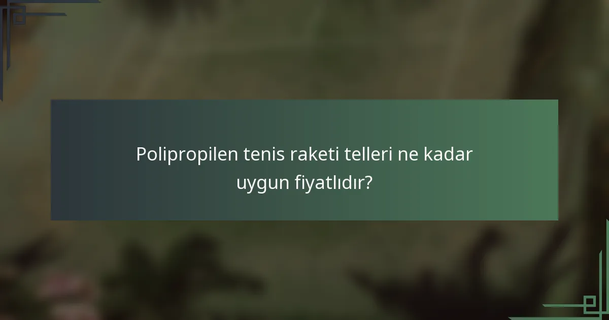 Polipropilen tenis raketi telleri ne kadar uygun fiyatlıdır?